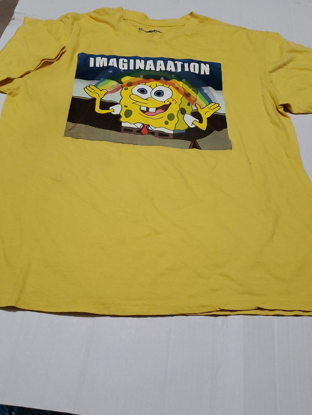 Nickelodeon SpongeBob Imagination Rainbow Yellow Graphic T-Shirt L